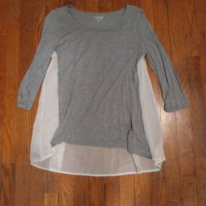 Apt. 9 Grey Blouse with Sheer White Back